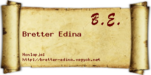 Bretter Edina névjegykártya